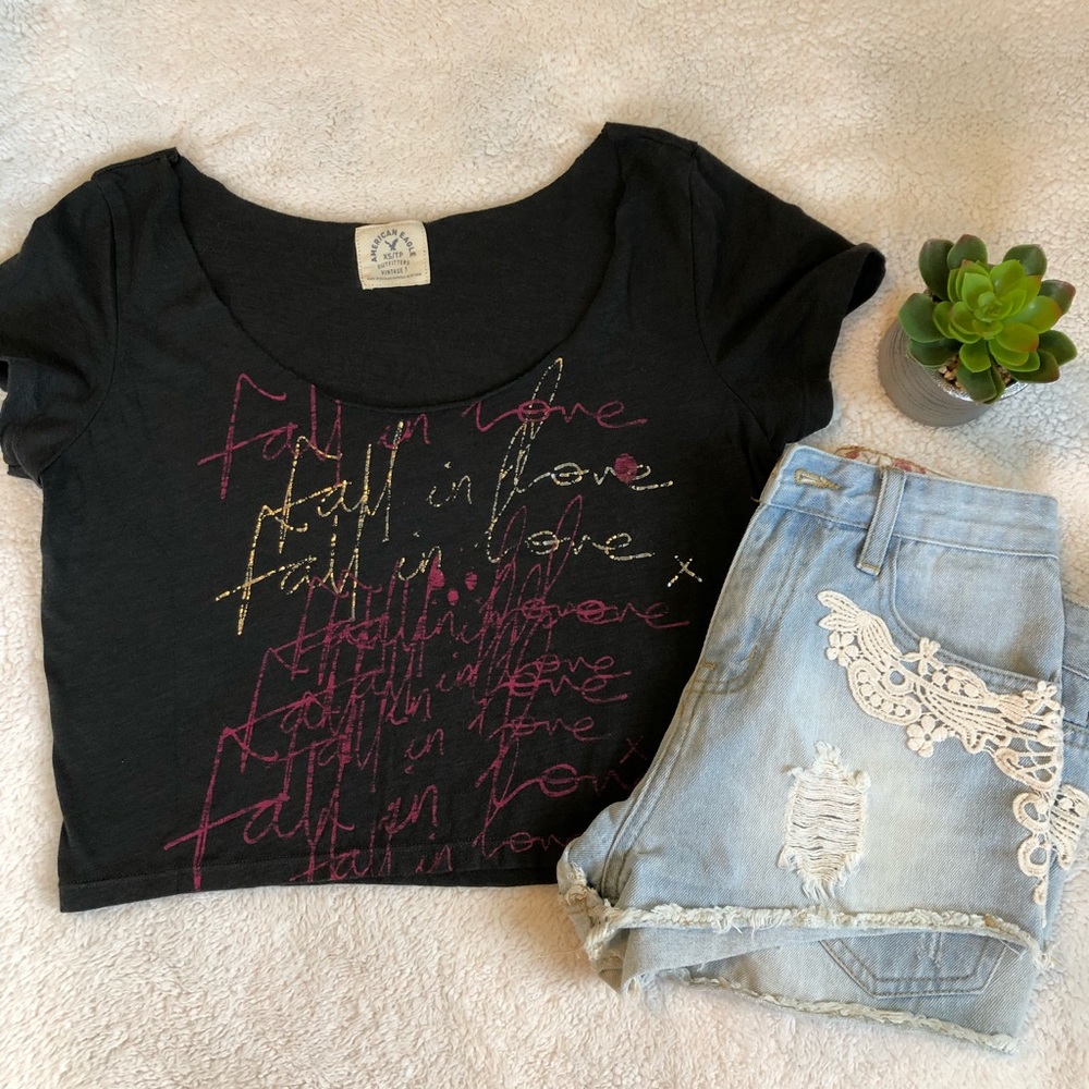 American Eagle | Grey Vintage-T Crop Top